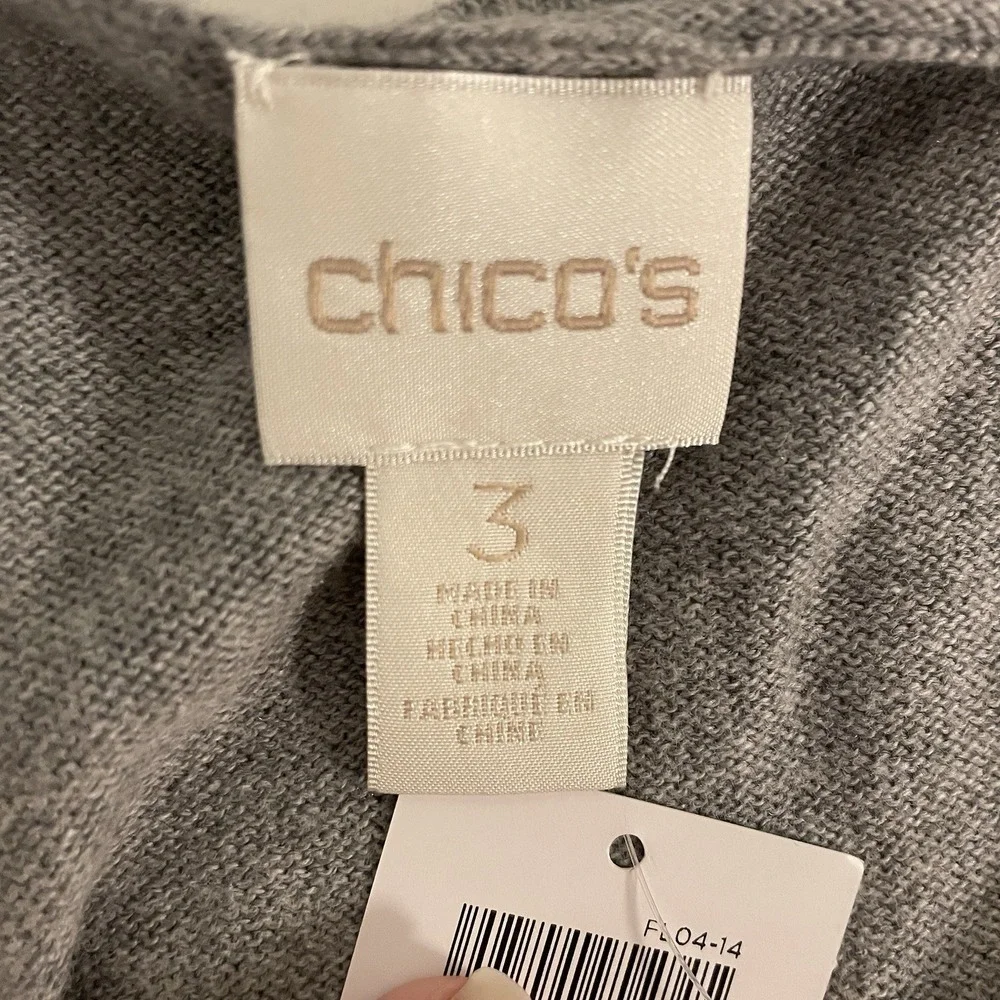 NWT Chico's Shimmer Jordan Pullover Sz 3 (XL) Silver Gold‎ Holiday Silk Blend